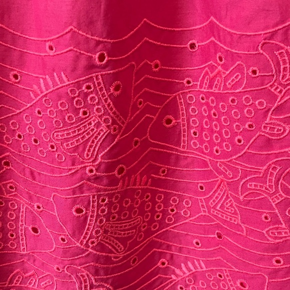 New Vineyard Vines Fish Eyelet Strapless Pink Dress - Picture 4 of 6